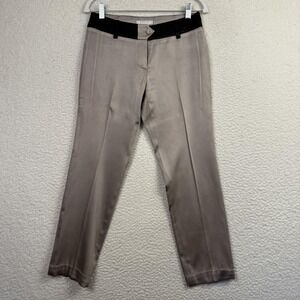 Gemelli Italy Pants Womens 8 Beige Black Dress Trouser Acetate Career Slacks
